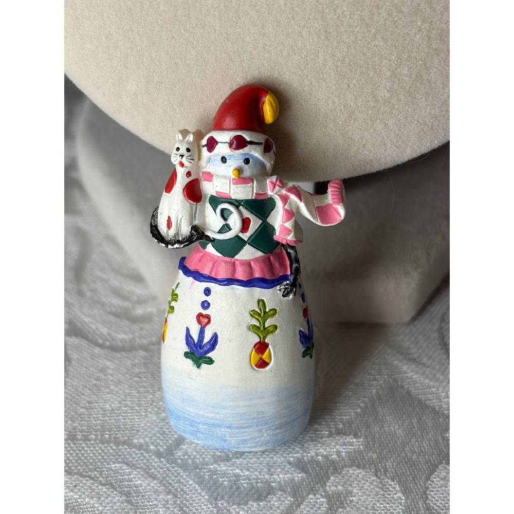 Jim Shore Heartwood Creek Winter's Friend Snowman Cat Pin Brooch 2003 112244 VTg